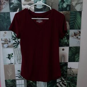 No Boundaries Deep Red V-Neck Short Sleeve Tee